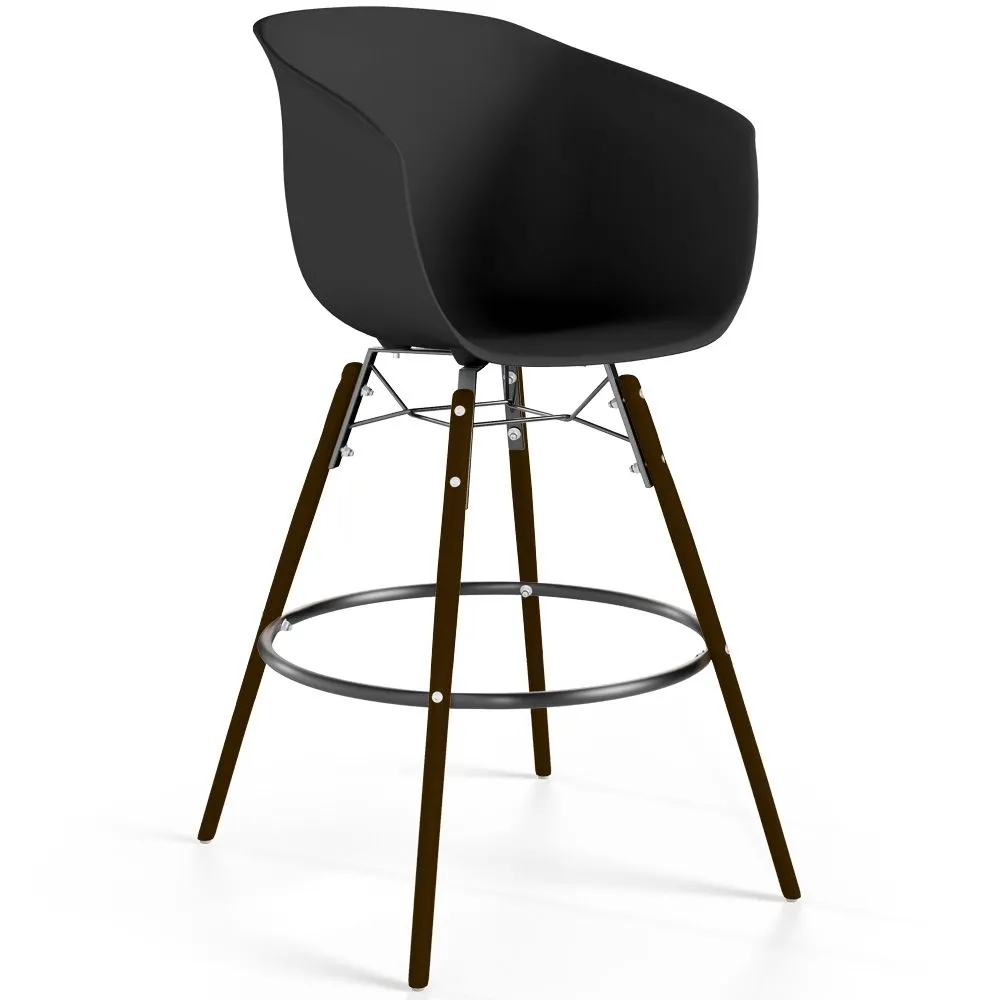Sgabello da Bar - Design Scandinavo - Gambe in Legno Scuro - Pirela image 8