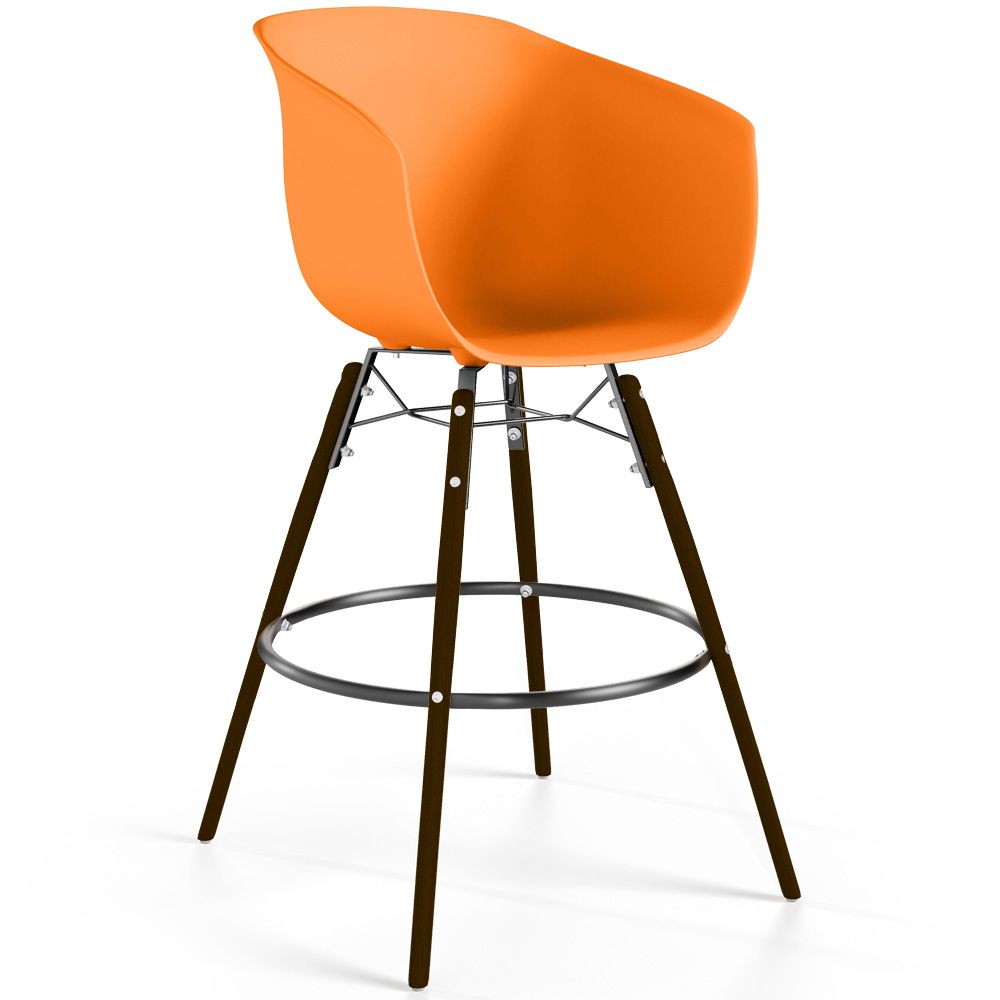 Sgabello da Bar - Design Scandinavo - Gambe in Legno Scuro - Pirela image 8