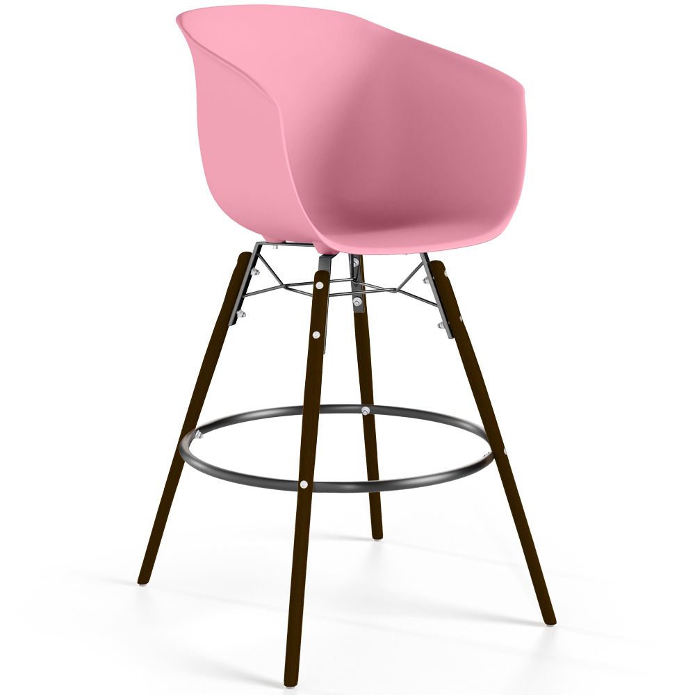 Sgabello da Bar - Design Scandinavo - Gambe in Legno Scuro - Pirela image 8
