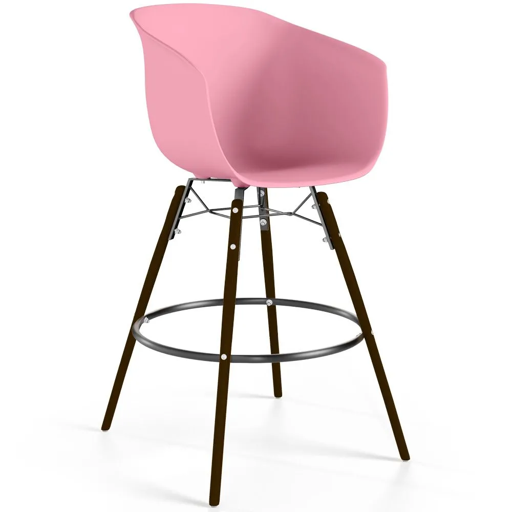 Sgabello da Bar - Design Scandinavo - Gambe in Legno Scuro - Pirela image 8