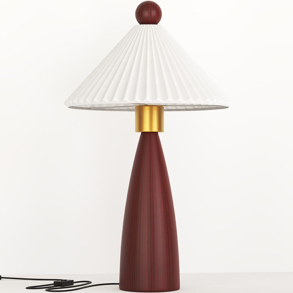 Lampada da tavolo con base in legno e paralume in cemento bianco - Ambiana image 8