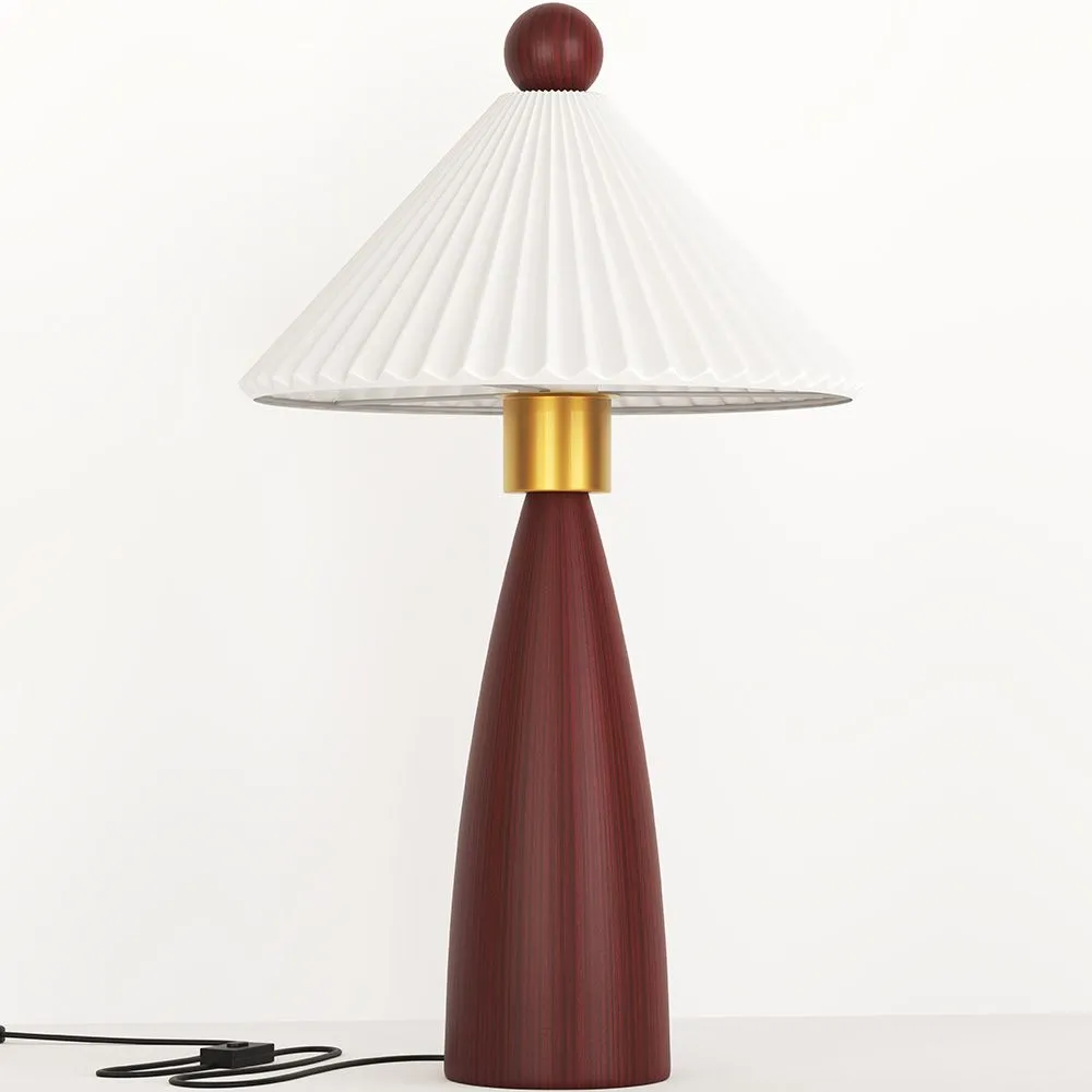 Lampada da tavolo con base in legno e paralume in cemento bianco - Ambiana image 8