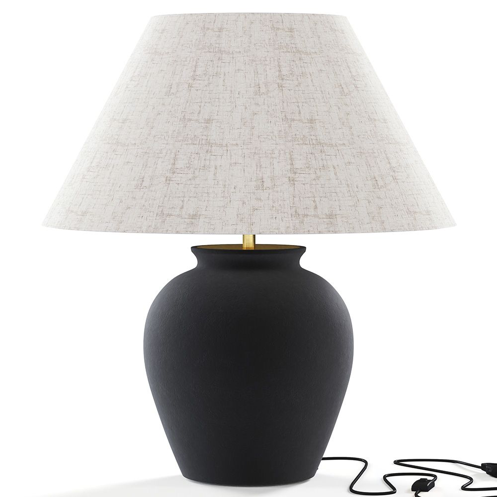 Lampada da Tavolo Vintage - Base in Ceramica e Paralume in Tessuto - Luno image 8