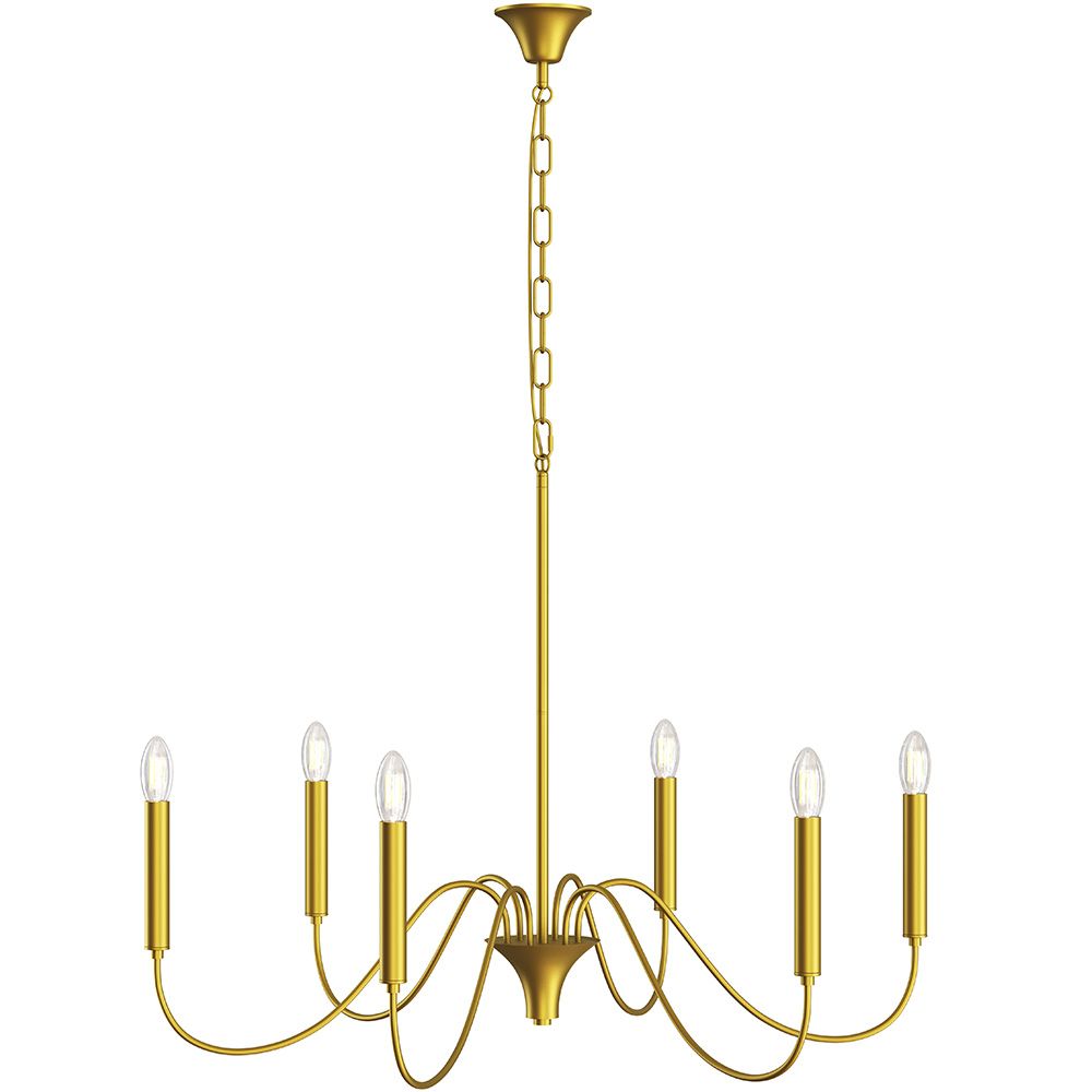 Lampada a sospensione dorata a 6 bracci – Stile lampadario moderno in metallo - Vintessa image 8