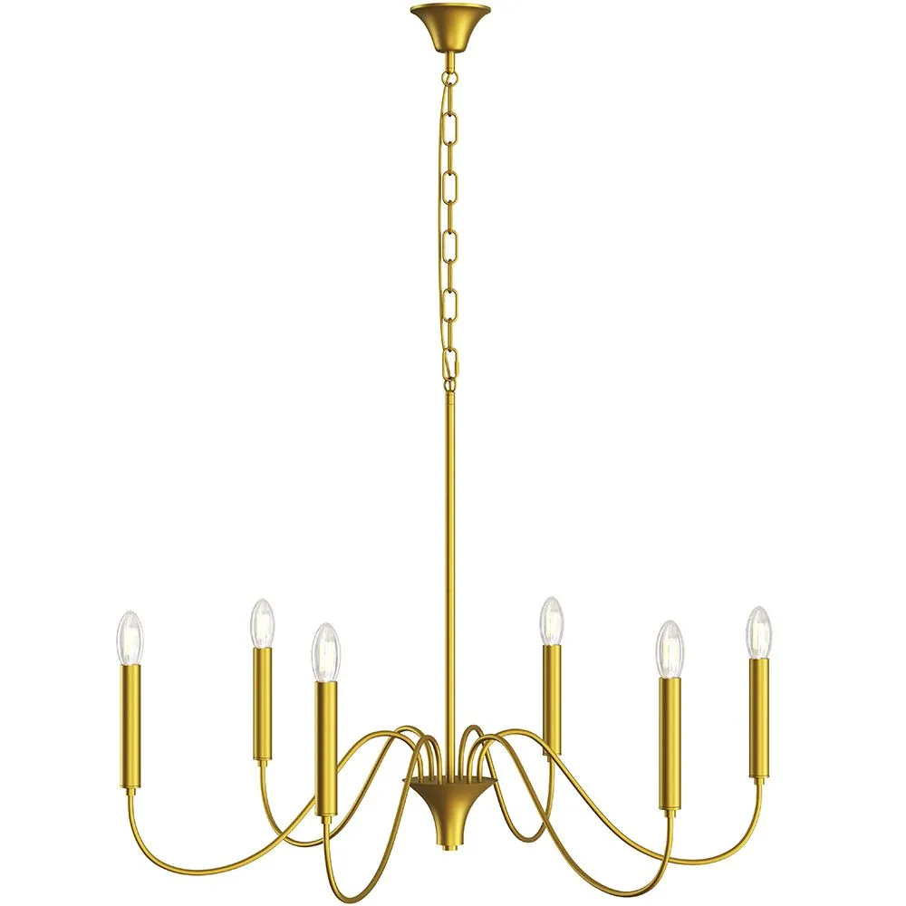 Lampada a sospensione dorata a 6 bracci – Stile lampadario moderno in metallo - Vintessa image 8