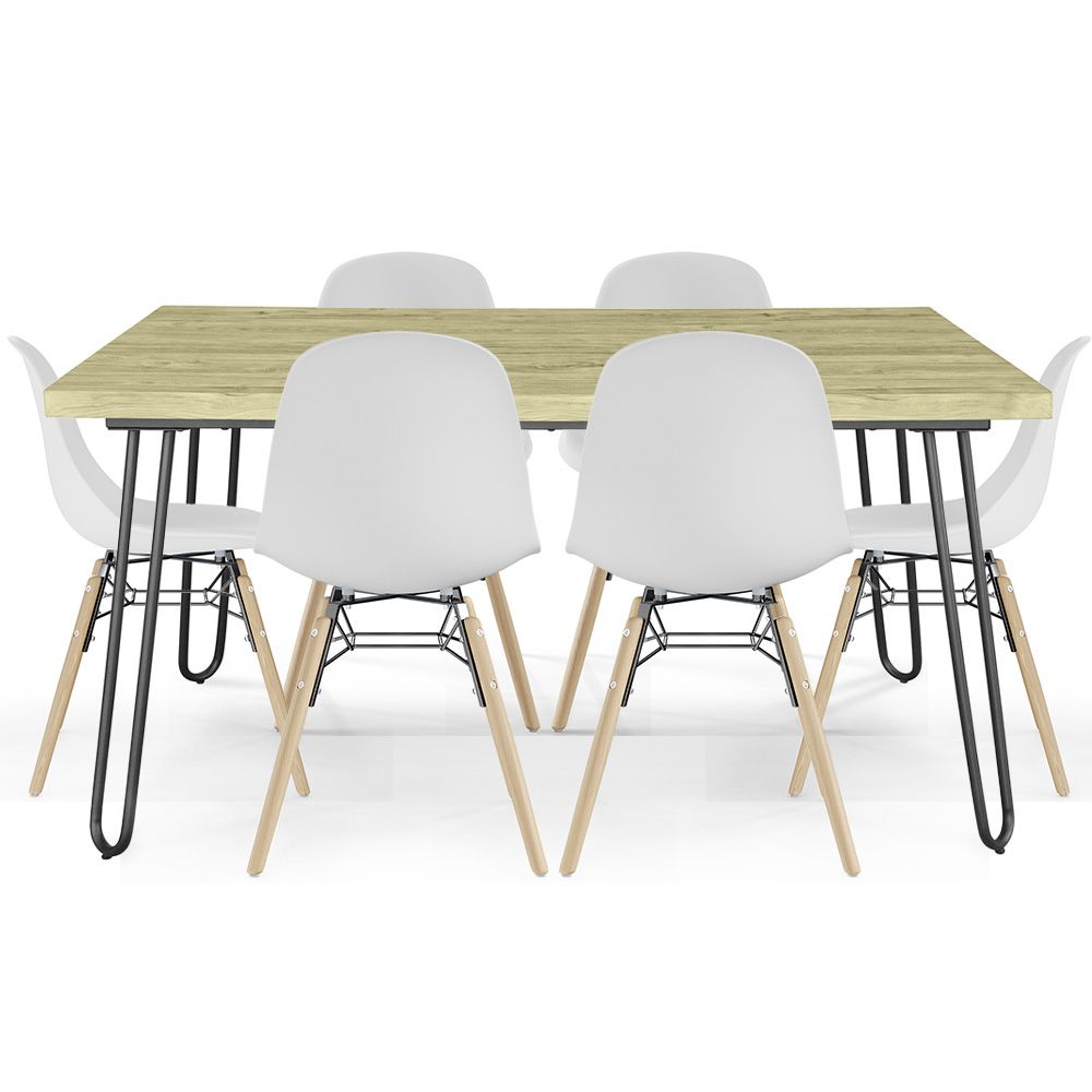 Pack Tavolo Hairpin (90x150 cm) + 6 Sedie da Pranzo Nordic Skögur image 8