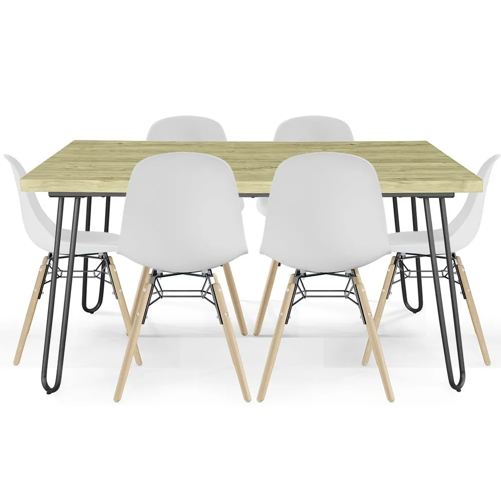Pack Tavolo Hairpin (90x150 cm) + 6 Sedie da Pranzo Nordic Skögur image 8