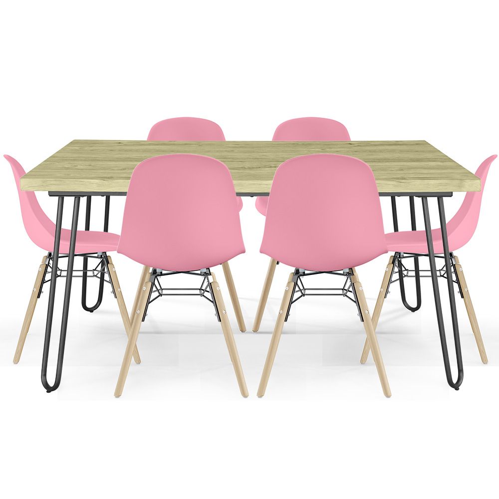 Pack Tavolo Hairpin (90x150 cm) + 6 Sedie da Pranzo Nordic Skögur image 8