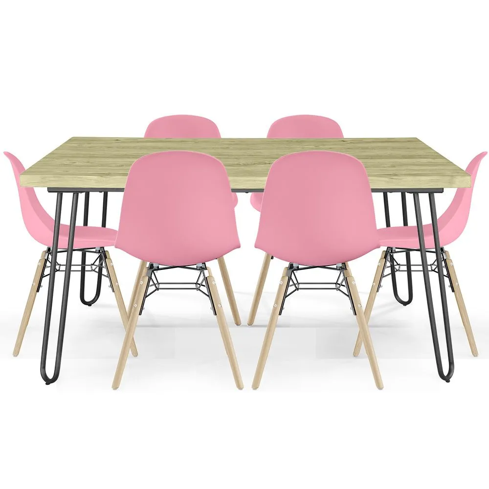 Pack Tavolo Hairpin (90x150 cm) + 6 Sedie da Pranzo Nordic Skögur image 8