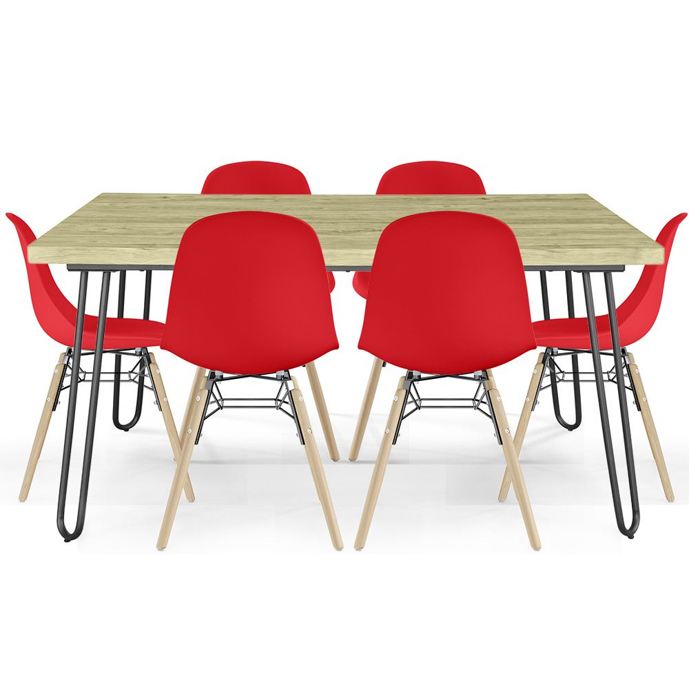 Pack Tavolo Hairpin (90x150 cm) + 6 Sedie da Pranzo Nordic Skögur image 8
