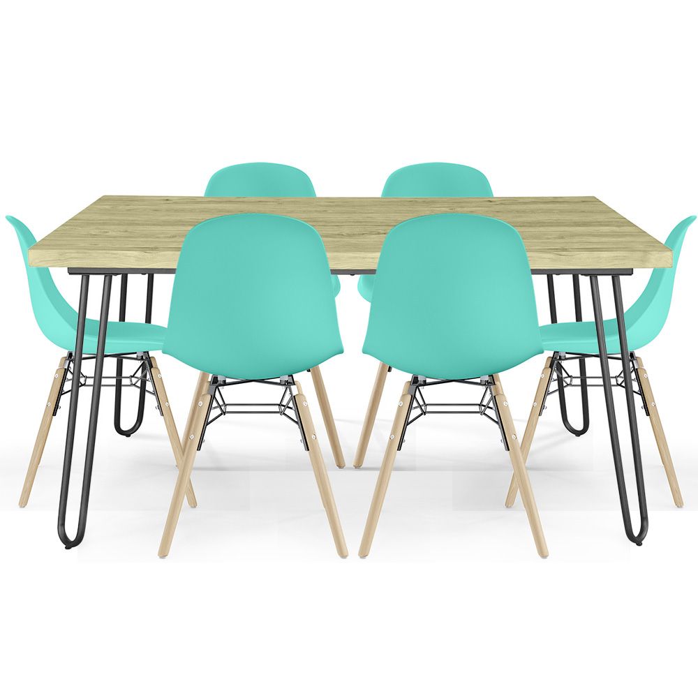 Pack Tavolo Hairpin (90x150 cm) + 6 Sedie da Pranzo Nordic Skögur image 8