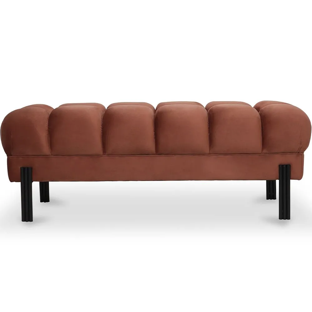 Panca Stile Chesterfield Rivestita In Velluto Con Gambe In Ferro - Hamptons image 8