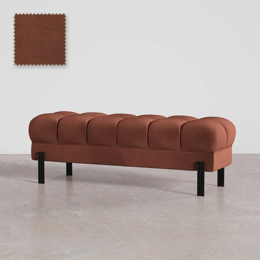 Panca Stile Chesterfield Rivestita In Velluto Con Gambe In Ferro - Hamptons image 8