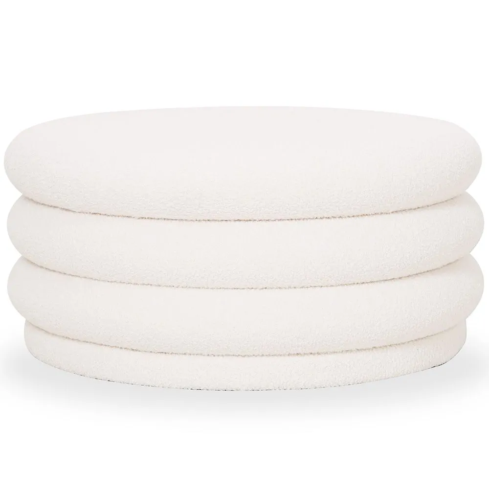 Pouf Moderno Con Contenitore Rivestito In Tessuto Bouclé Multifunzionale Come Tavolino Da Caffè - Dass image 8