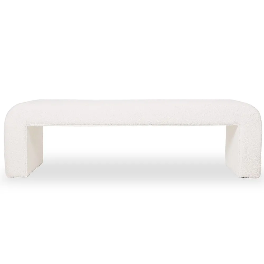 Panca Rivestita In Tessuto Bouclé Bianco - Moderna Elegante Minimalista - Karla image 8