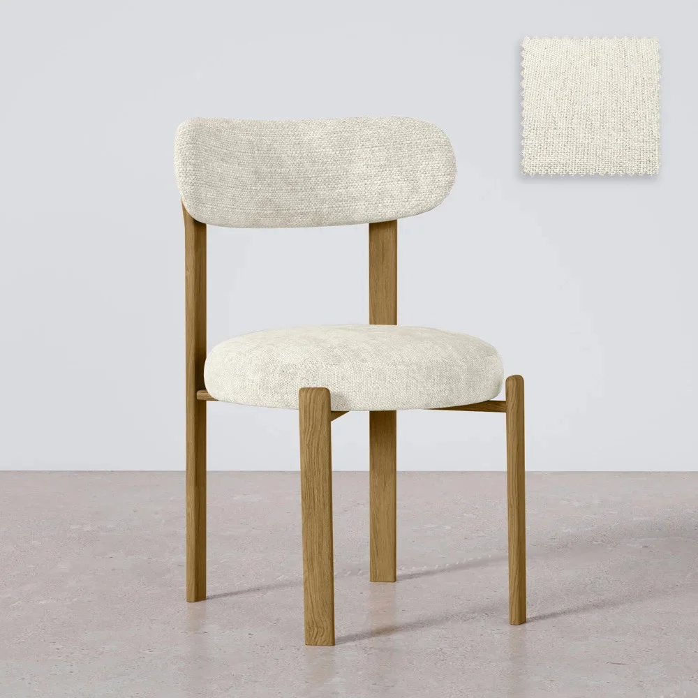 Sedia da pranzo Rivestita in chenille - Gambe effetto rovere - Design ergonomico e moderno - Okare image 8