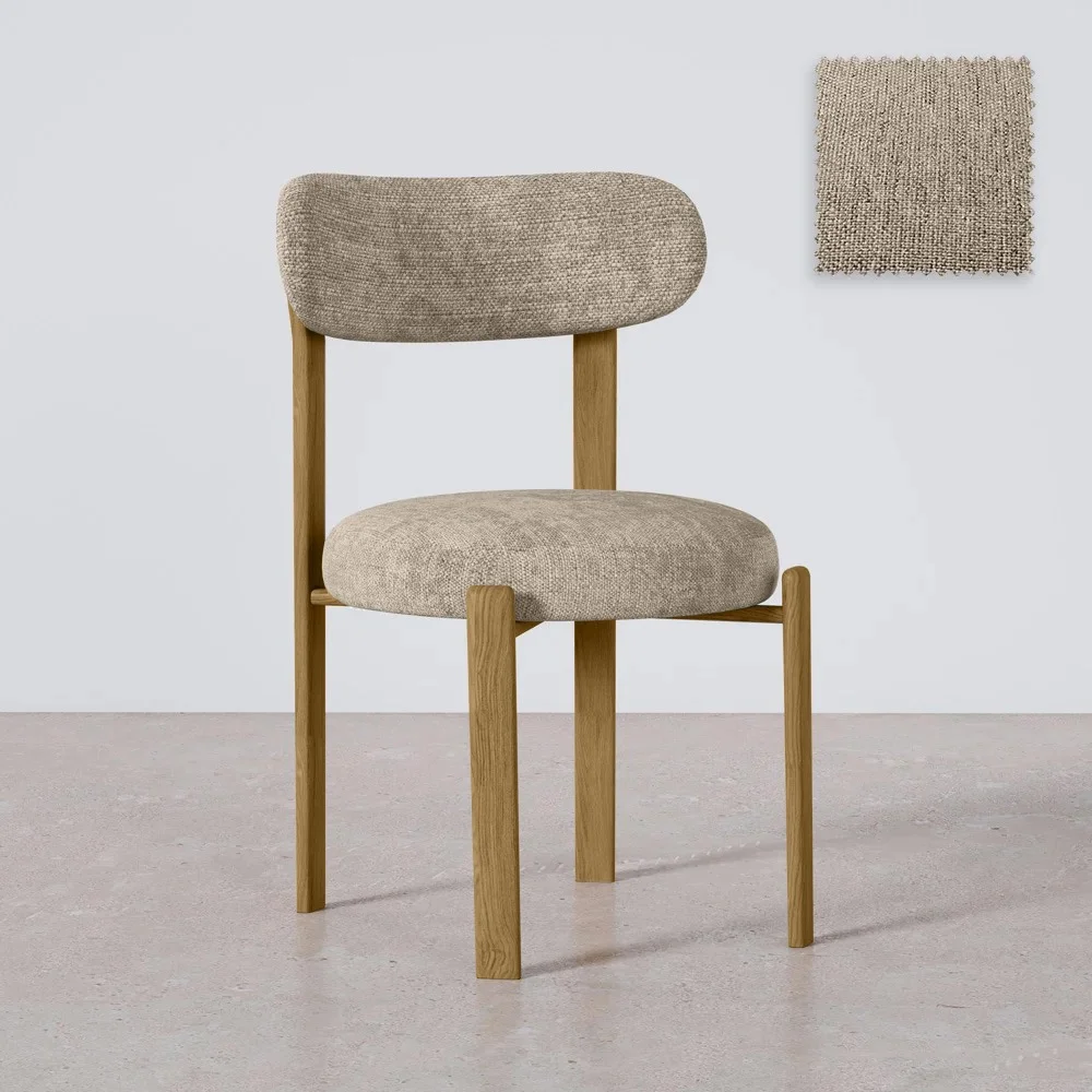 Sedia da pranzo Rivestita in chenille - Gambe effetto rovere - Design ergonomico e moderno - Okare image 8