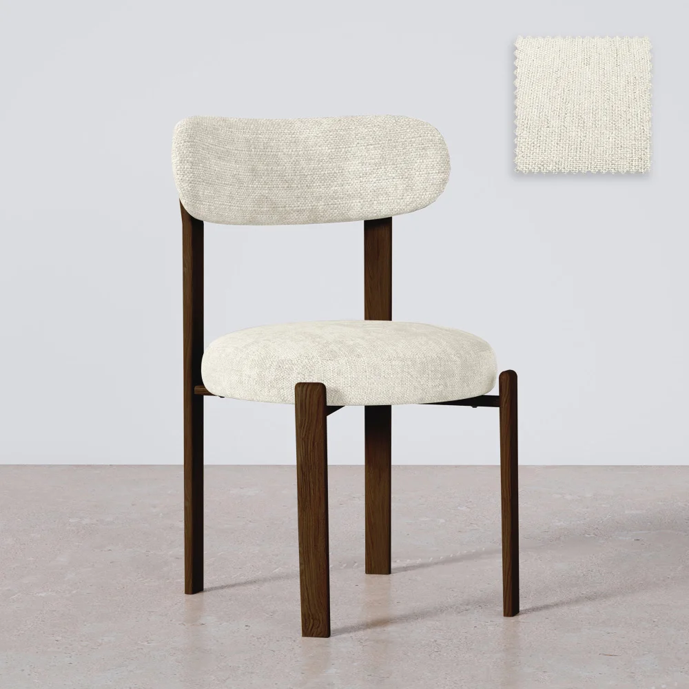 Sedia da pranzo rivestita in Chenille – Gambe effetto legno scuro – Design ergonomico e moderno – Okare image 8