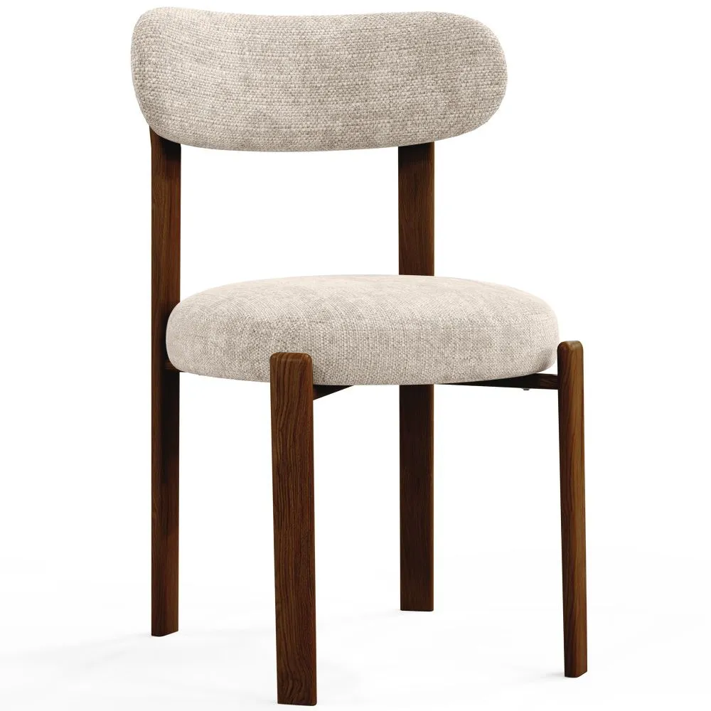 Sedia da pranzo rivestita in Chenille – Gambe effetto legno scuro – Design ergonomico e moderno – Okare image 8