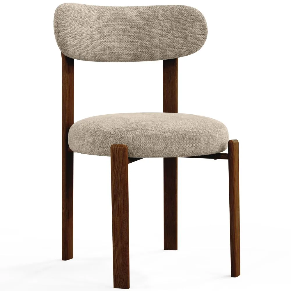 Sedia da pranzo rivestita in Chenille – Gambe effetto legno scuro – Design ergonomico e moderno – Okare image 8