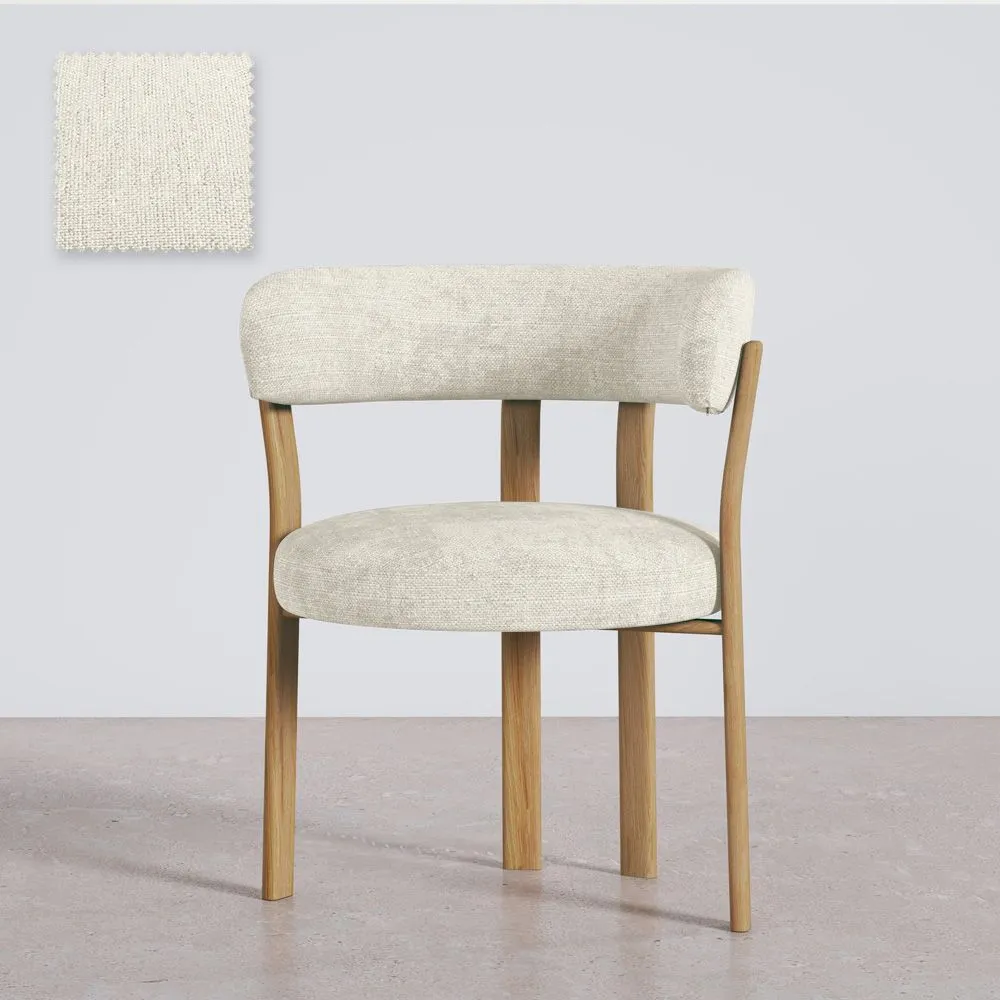 Poltrona da soggiorno con braccioli rivestita in Chenille – Gambe effetto Rovere – Design ergonomico e moderno – Okare image 8
