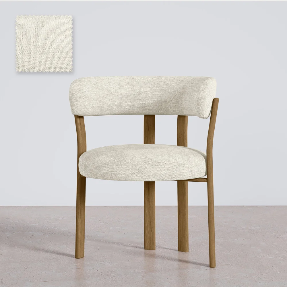 Poltrona da soggiorno con braccioli rivestita in Chenille – Gambe effetto Rovere – Design ergonomico e moderno – Okare image 8