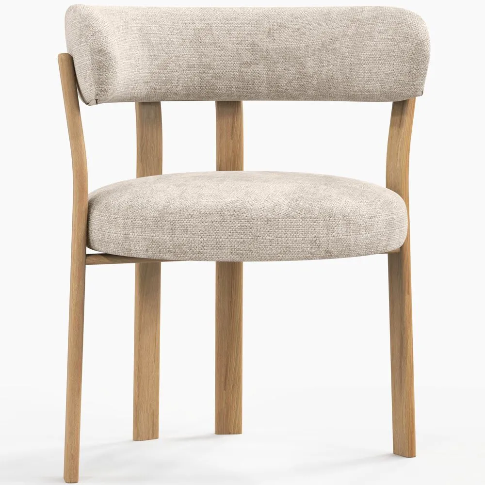 Poltrona da soggiorno con braccioli rivestita in Chenille – Gambe effetto Rovere – Design ergonomico e moderno – Okare image 8