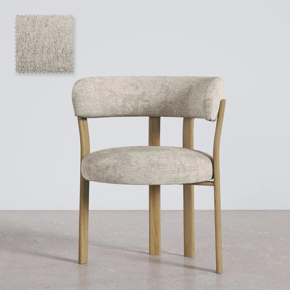 Poltrona da soggiorno con braccioli rivestita in Chenille – Gambe effetto Rovere – Design ergonomico e moderno – Okare image 8
