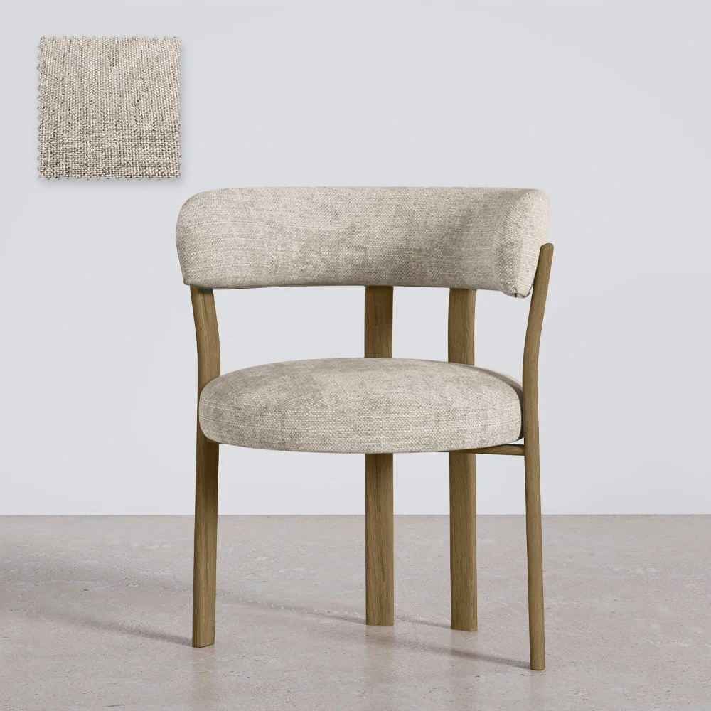 Poltrona da soggiorno con braccioli rivestita in Chenille – Gambe effetto Rovere – Design ergonomico e moderno – Okare image 8