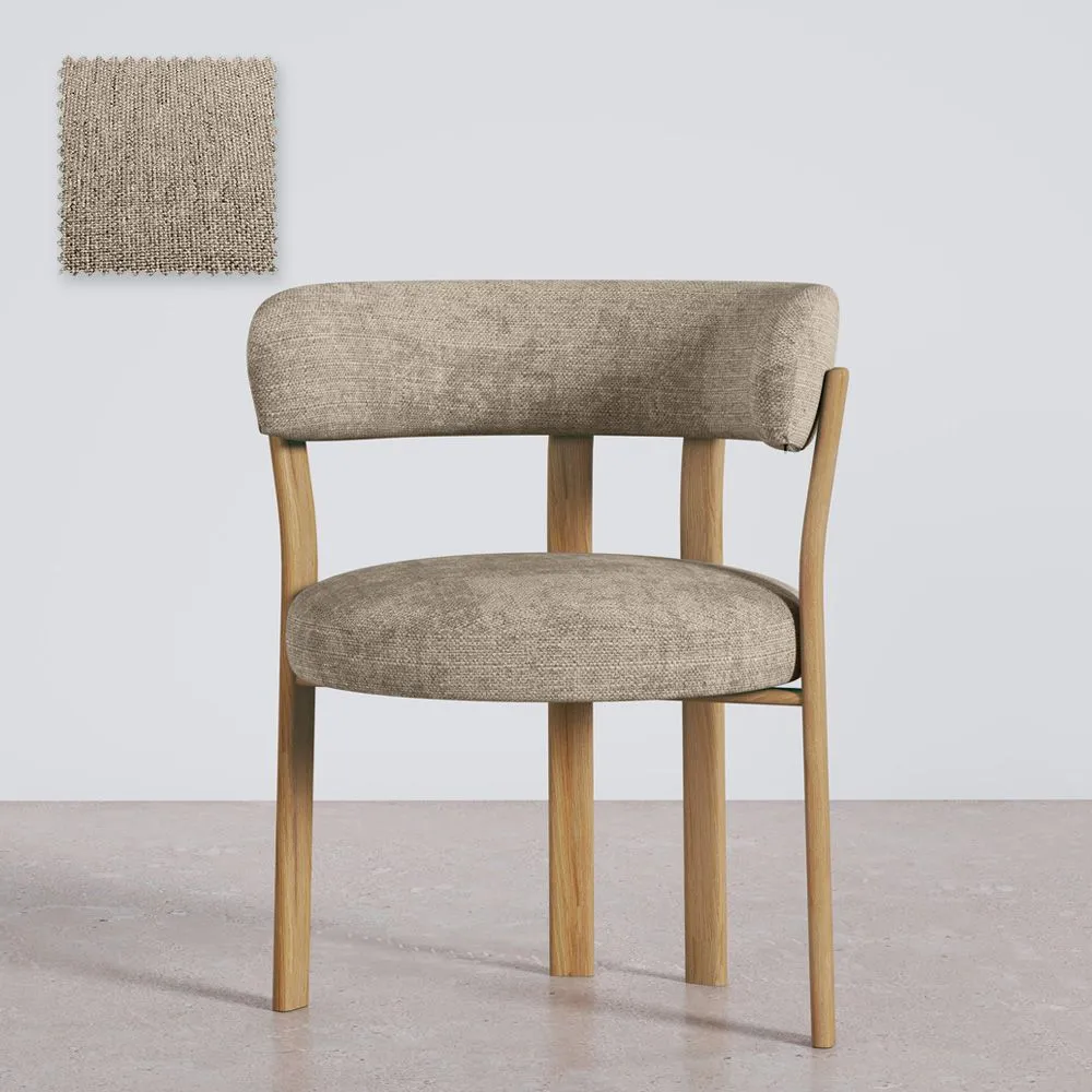 Poltrona da soggiorno con braccioli rivestita in Chenille – Gambe effetto Rovere – Design ergonomico e moderno – Okare image 8