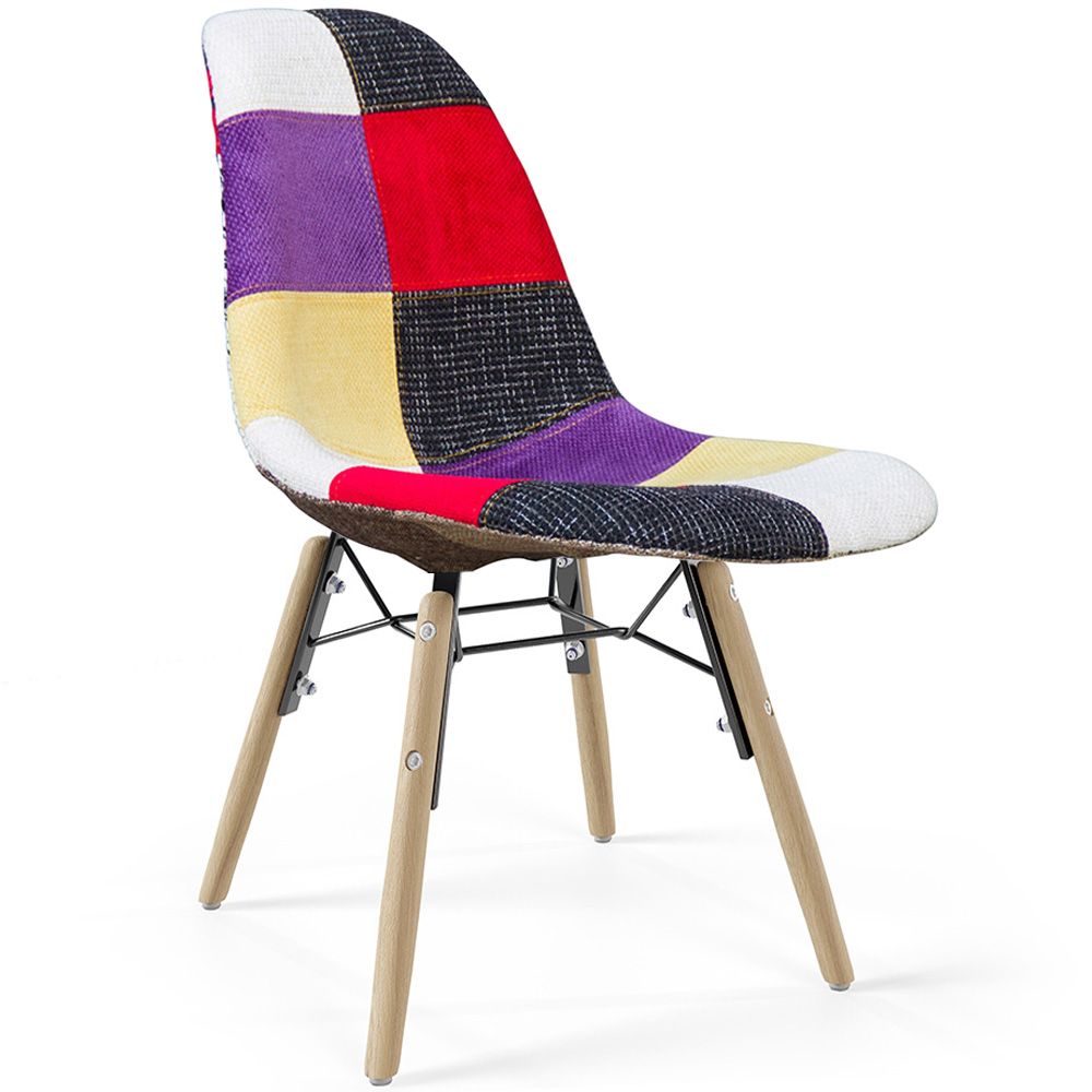 Sedia da Pranzo - Rivestimento Patchwork - Design Scandinavo e Gambe in Legno - Skögur image 8