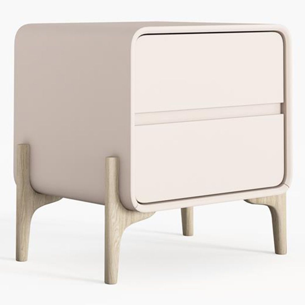 Comodino scandi moderno rivestito in ecopelle con 2 cassetti e gambe in legno naturale - Bennis image 8