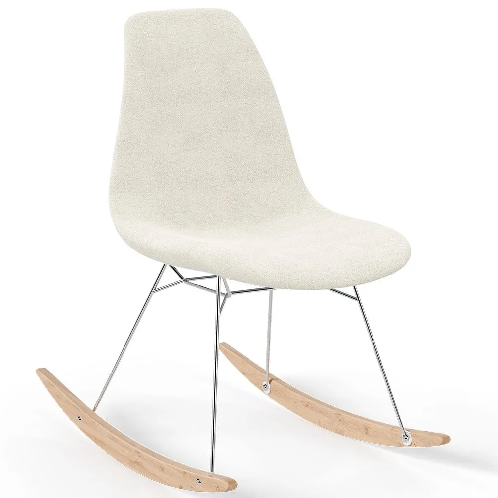 Sedia a dondolo Minimalista Bouclé – Stile Nordic con Base in Legno e Acciaio - Skögur image 8