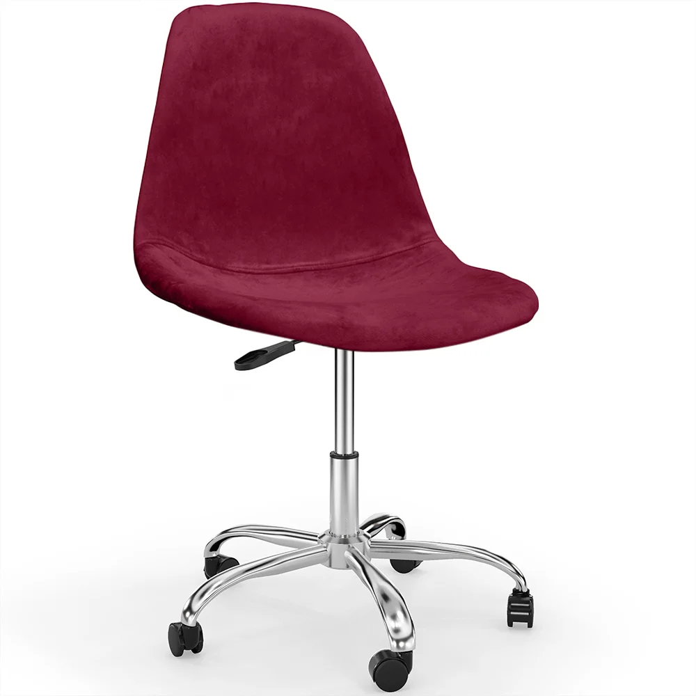 Sedia da Ufficio Girevole con Ruote – Rivestimento in Velluto – Gambe in Acciaio - Denisse image 8
