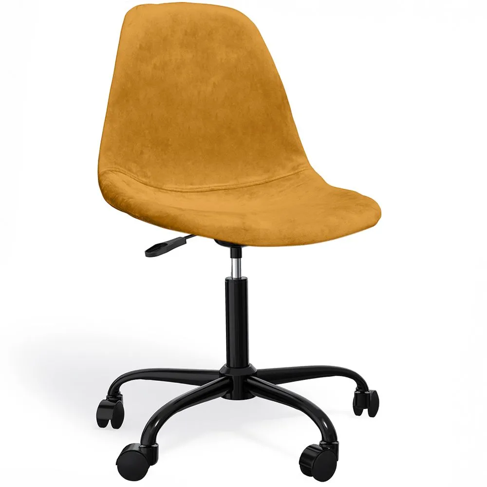 Sedia da Ufficio Girevole con Ruote – Rivestimento in Velluto – Gambe in Acciaio Nero - Denisse image 8