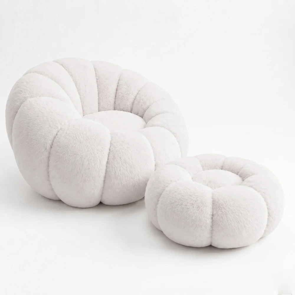 Poltrona con Pouf Rivestita – Tessuto Morbido – Rubi image 8