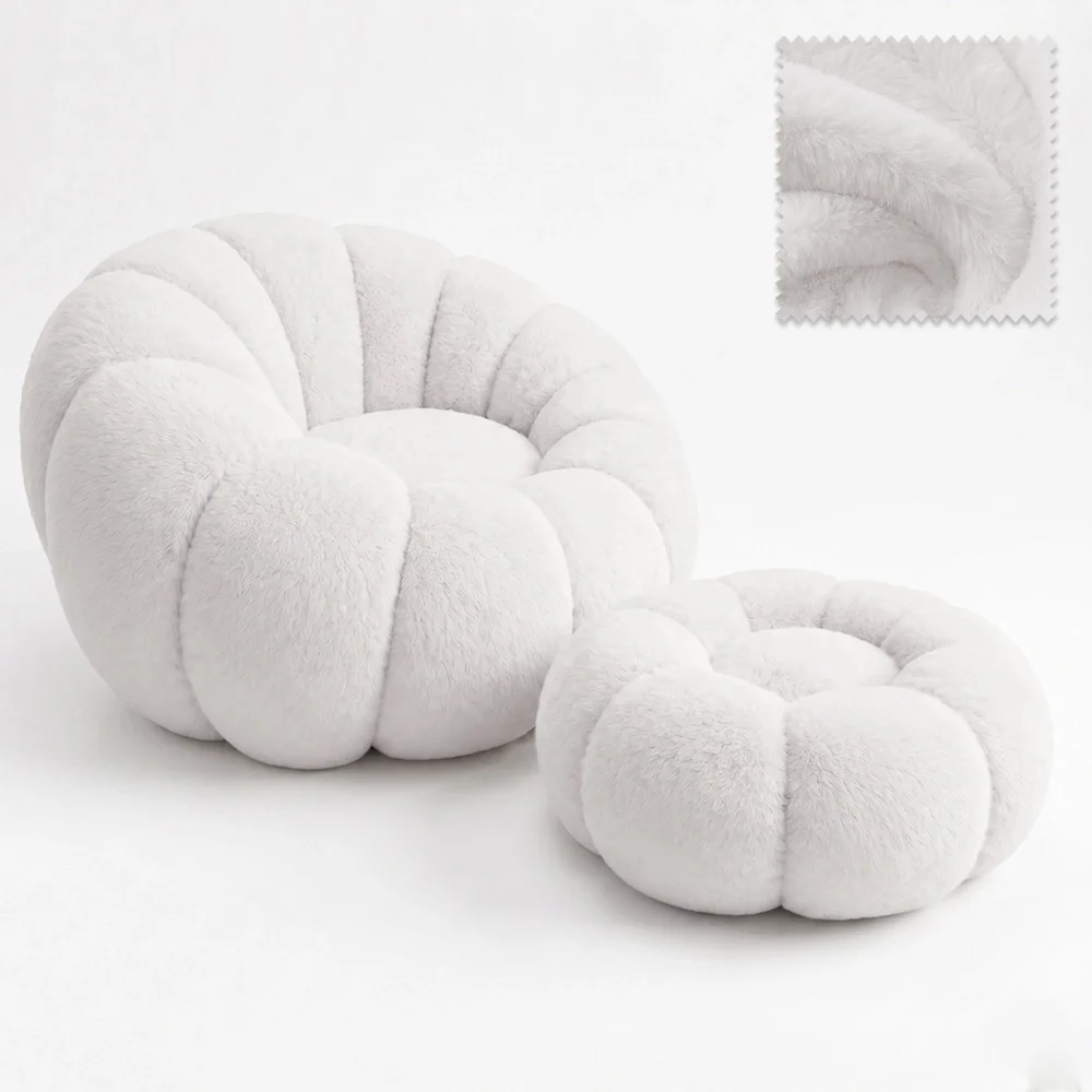 Poltrona con Pouf Rivestita – Tessuto Morbido – Rubi image 8