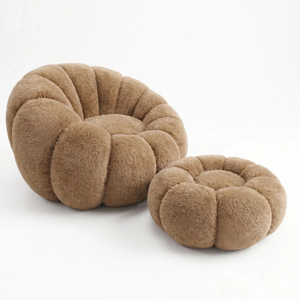 Poltrona con Pouf Rivestita – Tessuto Morbido – Rubi image 8