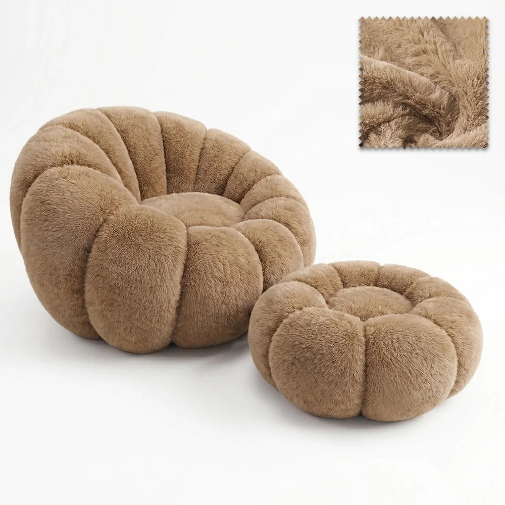Poltrona con Pouf Rivestita – Tessuto Morbido – Rubi image 8
