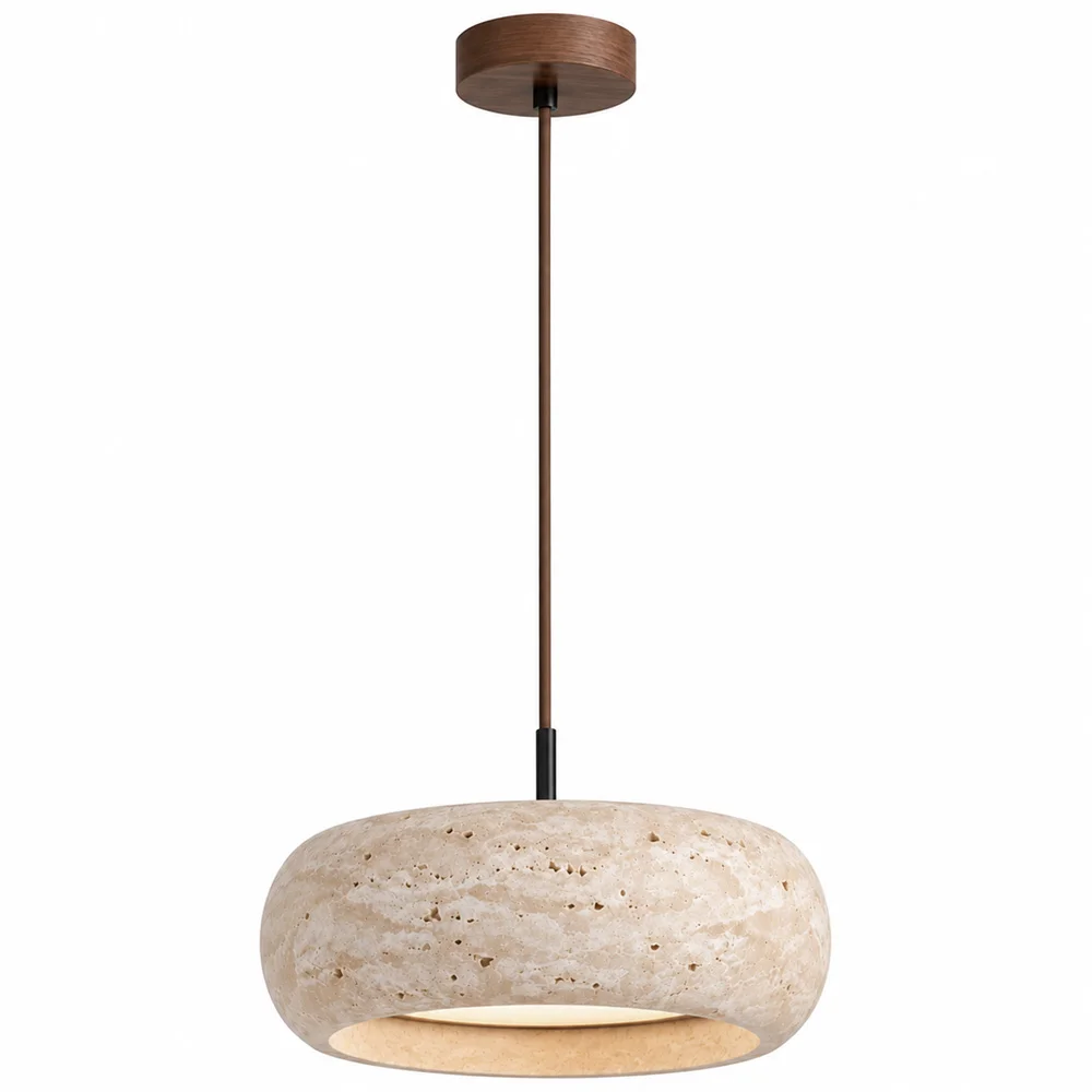 Lampada a sospensione da soffitto – legno e travertino – Marguerite image 8