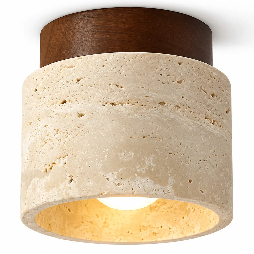 Plafoniera – Faretto a soffitto – Legno e travertino – Léonie image 8