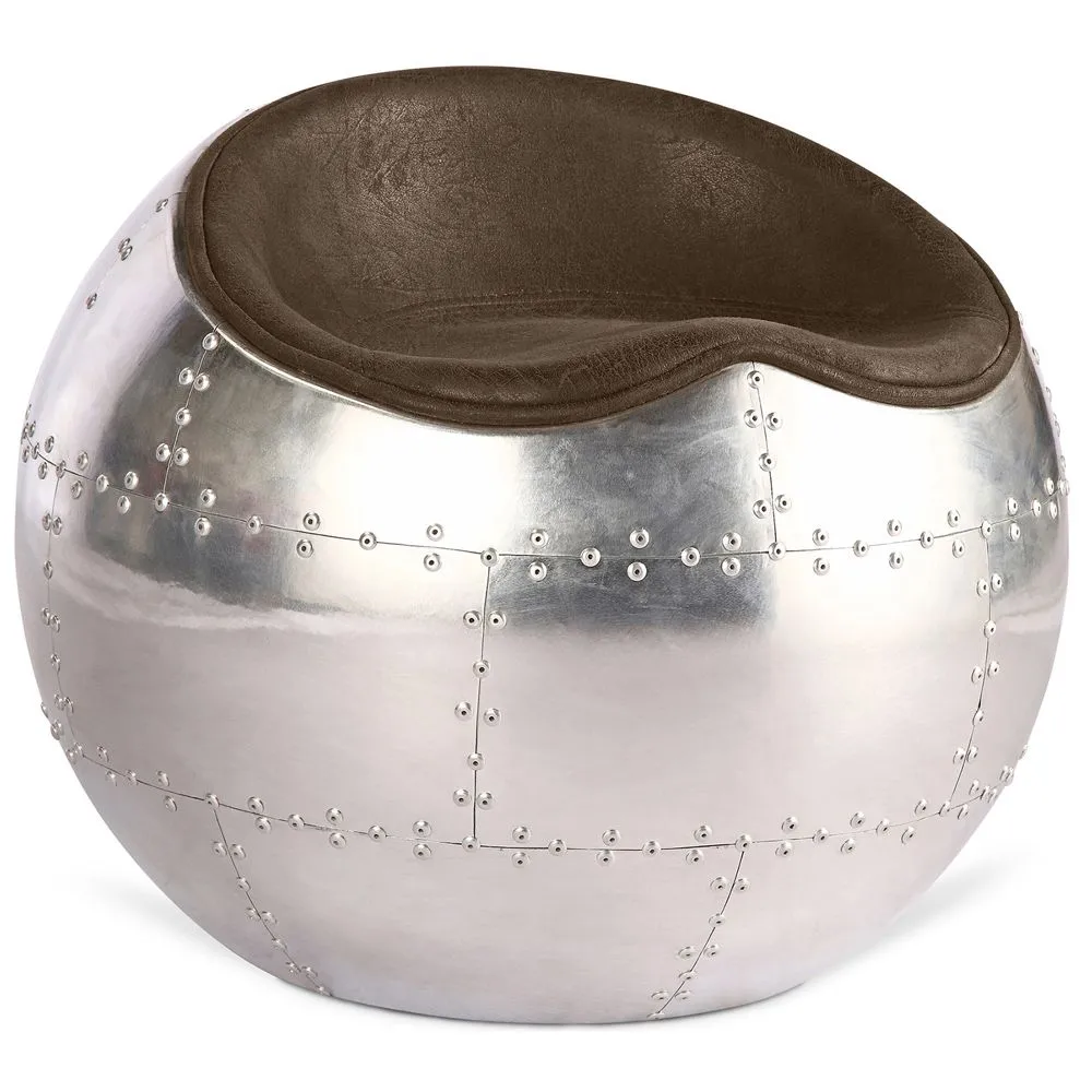 Sedia da salotto - Sedia a sfera in pelle e metallo - Circle image 8