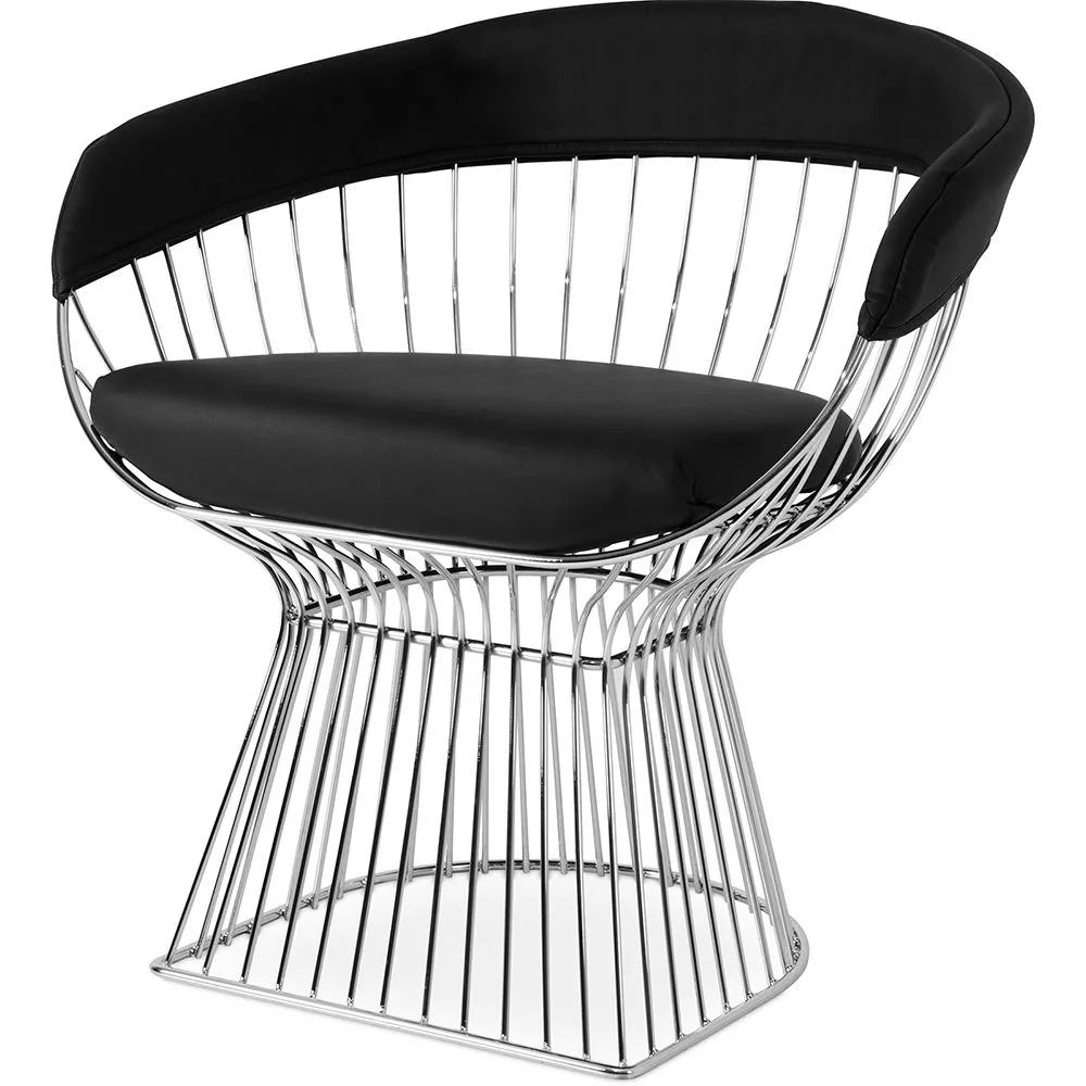 Sedia da pranzo con braccioli - Similpelle e metallo - Barrel image 8