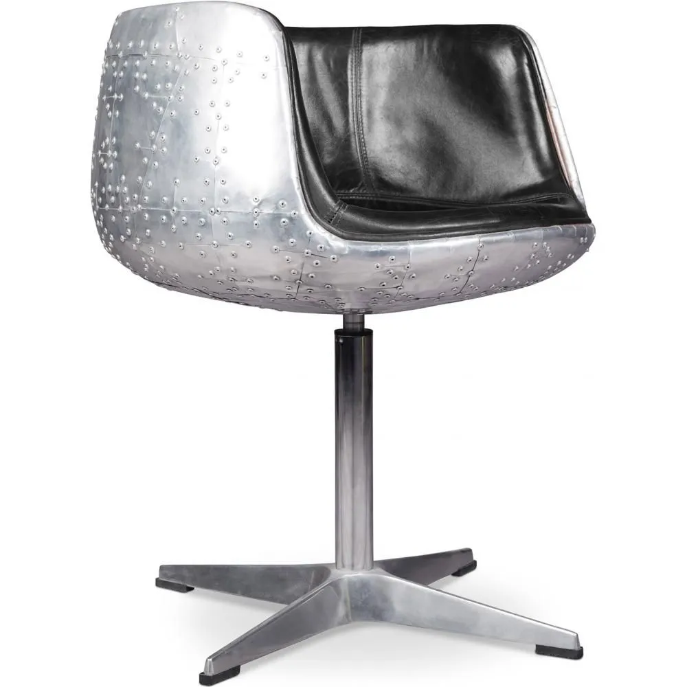 Sedia lounge - Sedia di design - Pelle e metallo - Cognac image 8