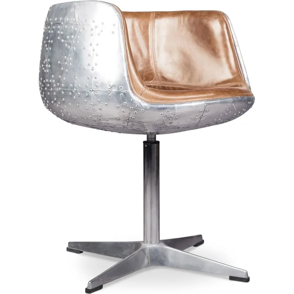 Sedia lounge - Sedia di design - Pelle e metallo - Cognac image 8