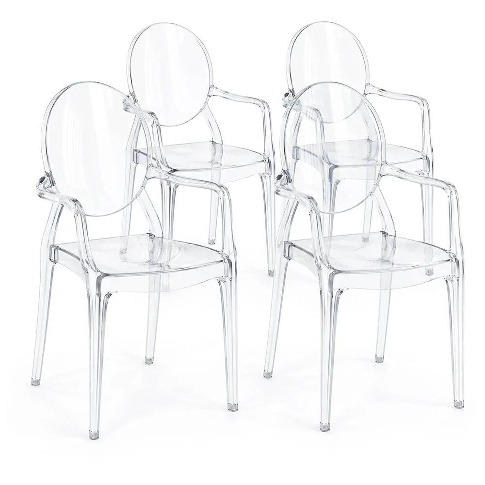 Set di 4 Sedie da Pranzo - Trasparente - Design con Braccioli - Arthur image 8