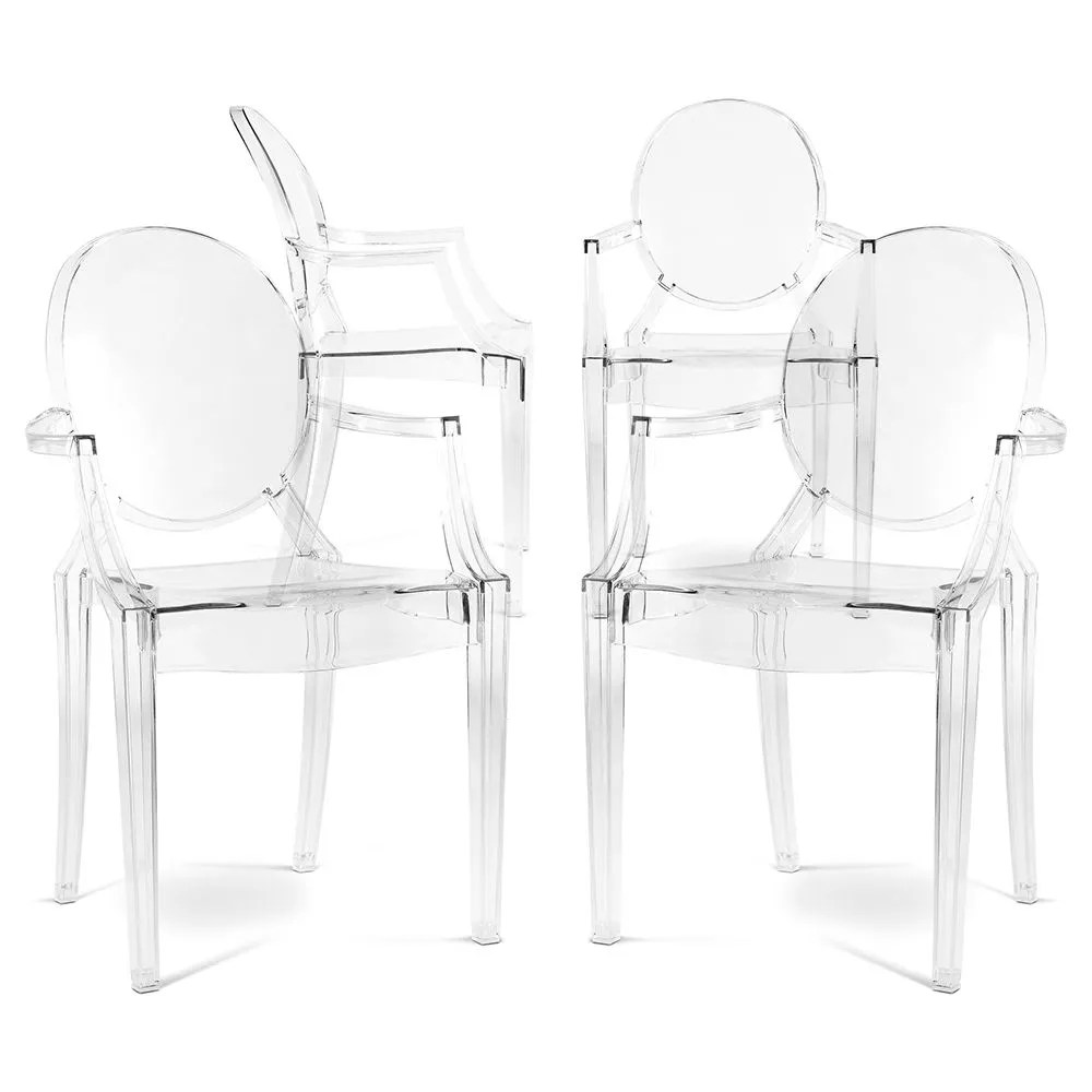 Confezione da 4 sedie da pranzo - Trasparente - Design con braccioli - Louis XIV image 8