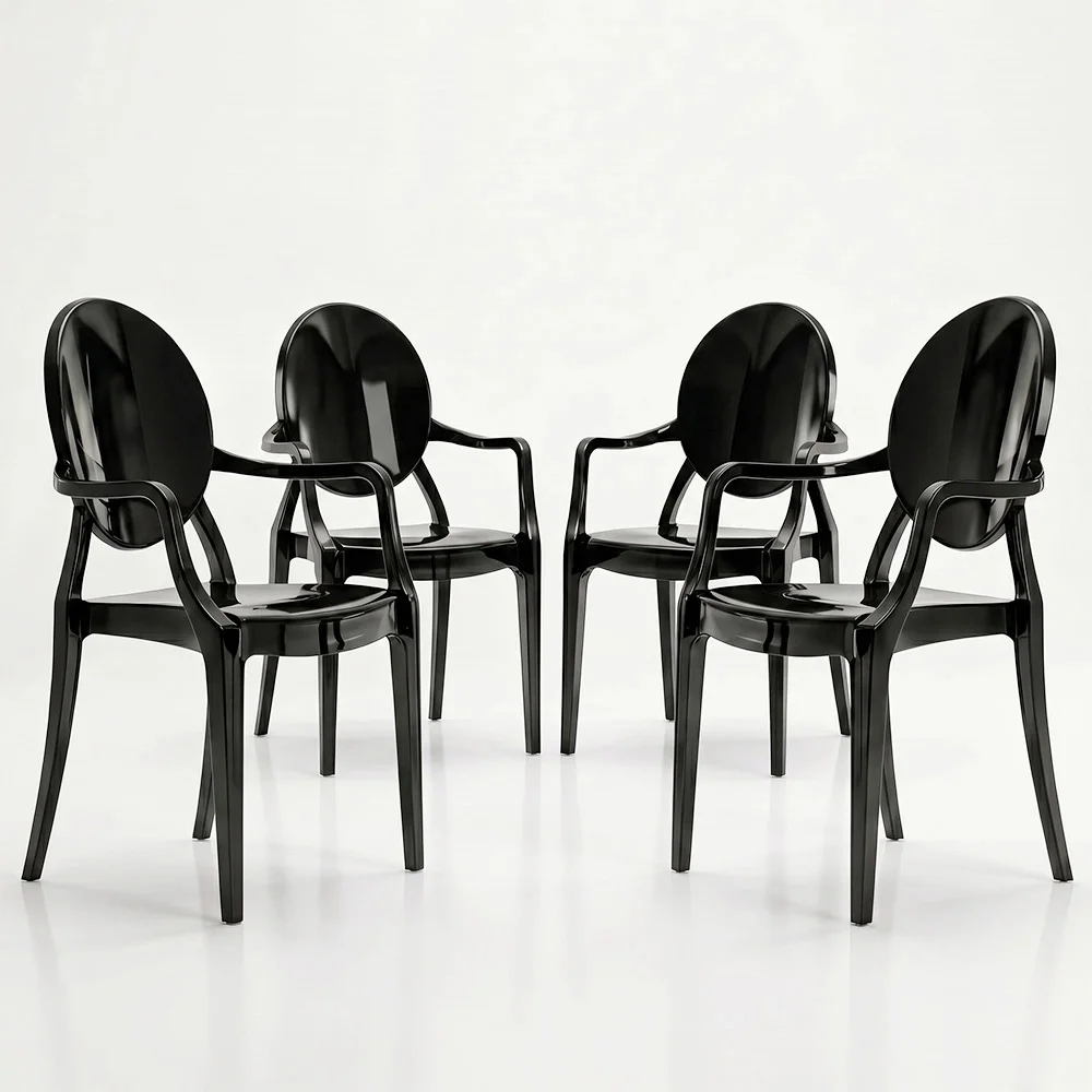 Set di 4 Sedie da Pranzo - Trasparente - Design con Braccioli - Arthur image 8