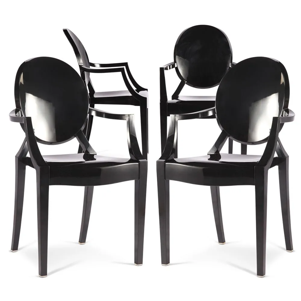 Confezione da 4 sedie da pranzo - Trasparente - Design con braccioli - Louis XIV image 8