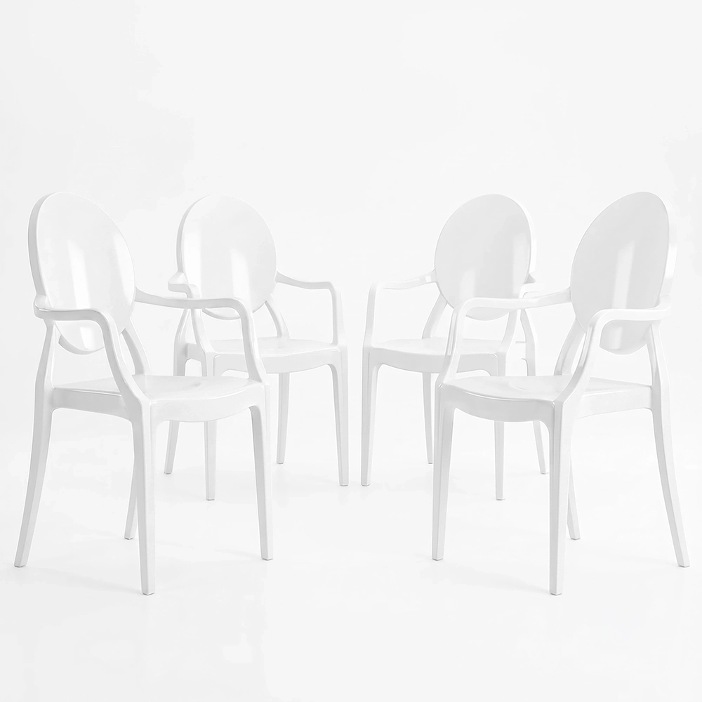 Confezione da 4 sedie da pranzo - Trasparente - Design con braccioli - Louis XIV image 8